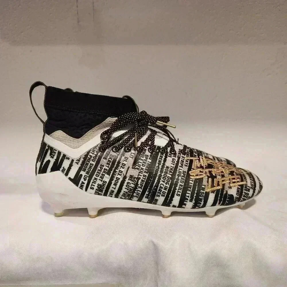 adidas Adizero Football Cleats Men's 13 Black/White Gold Three Stripe Life - Picture 6 of 14